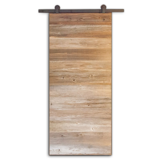 Redwood Patina Fence Board Gliding Door