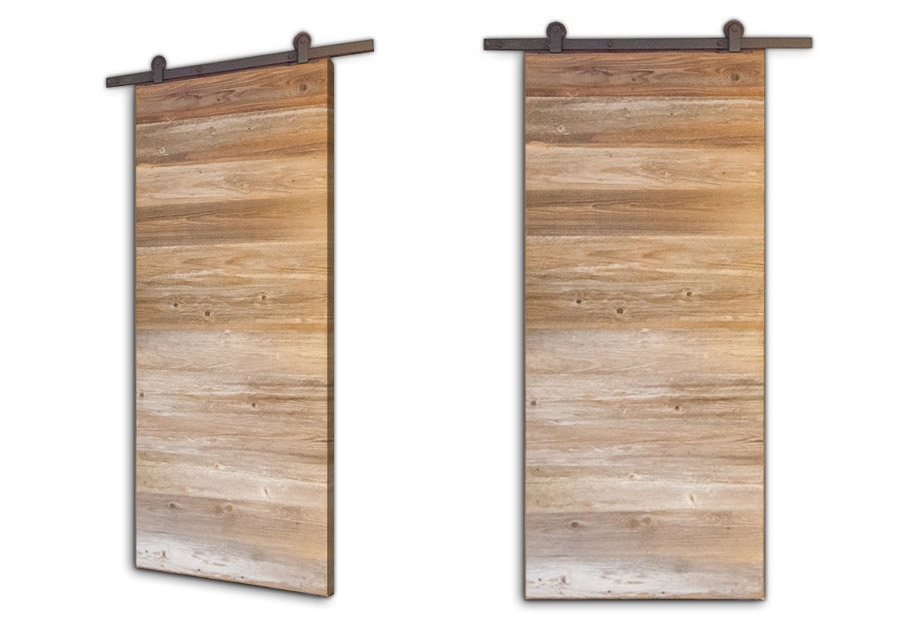 Redwood Patina Fence Board Gliding Door